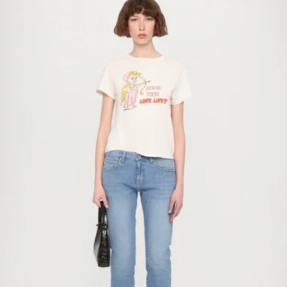 Re/Done Classic Tee Shirt How's Your Love Life Classic White Tee S $160 - Picture 3 of 5